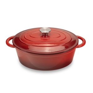 Oala ovala din fonta emailata, dimensiune 30x23 cm, capacitate 4.5l, greutate 6 kg, Hausberg H750