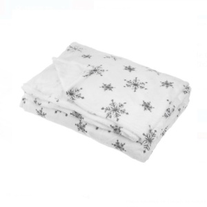 Patura dubla catifelata pufoasa, dimensiune 220x200 cm,Fulgi de nea - Img 3