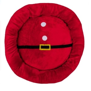 Patut moale si calduros pentru animale, diametru 75 cm, baza antiaderenta, model de Craciun