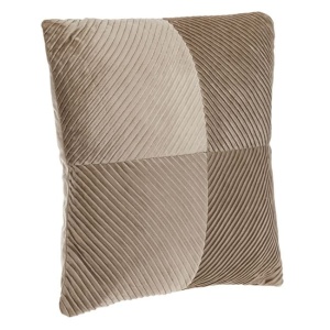 Perna decorativa catifelata, dimensiune 45 x 45 x 12 cm, model reliefat, Taupe