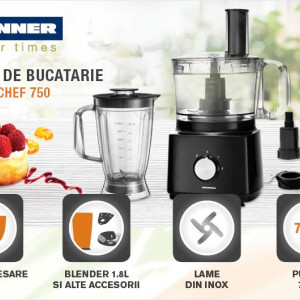 Robot de bucatarie, Heinner HFP-750BK, 750 W, Bol 1.2 l, Blender 1.8 L - Img 5