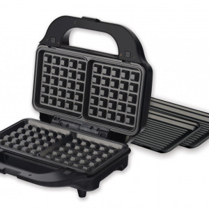 Sandwich maker Heinner SM-2H900BKS, placi detasabile anti-adezive XL, placi grill si waffles, capacitate: 2 sandwich-uri - Img 2