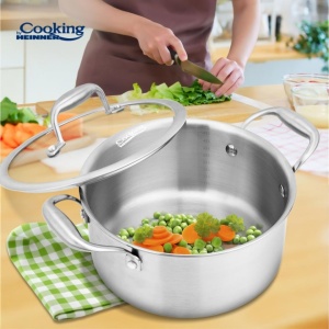 Semioala din inox cu capac din sticla, dimensiune 24x12 cm, capacitate 5l, 3 straturi, Heinner HR-MRK-3A24 - Img 2