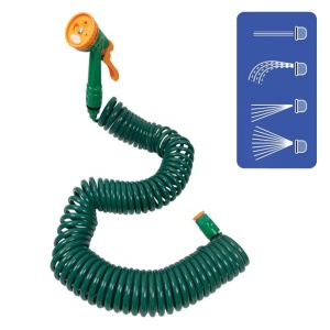 Set furtun de gradina pentru udat cu 4 accesorii, 4 functii, lungime 15 m