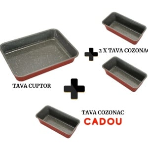 Set Tava cuptor + 2x Tava cozonac + 1x Tava cozonac CADOU