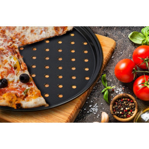 Tava perforata pentru pizza, Vanora Home VN-SL-P1009, 28 x 1.4 cm, otel carbon - Img 2