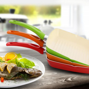 Tigaie grill din aluminiu, 24 X 24 cm, Acoperire ceramica ceramica