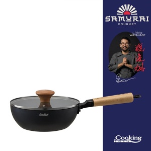 Tigaie Wok profesionala cu capac, dimensiune 20x7 cm, acoperire antiaderenta, by Chef Rikito Watanabe - Img 3