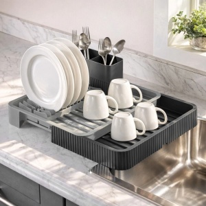 Uscator din plastic pentru vase, dimensiune 61x32x7 cm, extensibil - Img 1