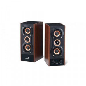 Boxe Genius SP-HF800A, 2.0, 20W RMS, Black & Cherry Wood - Img 1