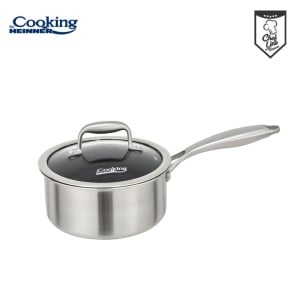 Caserola din inox cu capac, acoperire ceramica HONEYCOMB, dimensiune 16x8.5 cm, 1.6 l, Heinner Titanium MRK-16