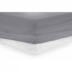 Cearceaf de pat cu elastic Heinner Home, 140x200 cm, Bumbac 100%, Gri