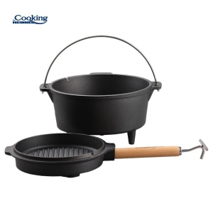 Ceaun din fonta pura 2 in 1, capacitate 9l, dimensiune 31.5X17 cm, capacul poate fi folosit ca tigaie grill, Heinner HR-ZVC-TC9 - Img 2