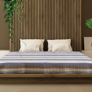 Cuvertura matlasata king size 200x220 cm, Microfibra 70 GSM cu umplutura din Poliester 200 GSM, Stripes - Img 2