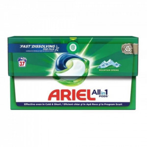Detergent de rufe Ariel Pods, All in 1 Mountain Spring, 37 de capsule