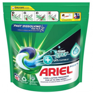 Detergent de rufe capsule, Ariel All in One Pods, Touch of Lenor Unstoppable, 45 capsule
