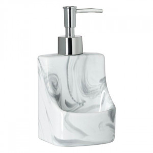 Dozator ceramic pentru detergent lichid cu suport pentru burete, dimensiune 9x8.5 x 11.5 cm, Marble