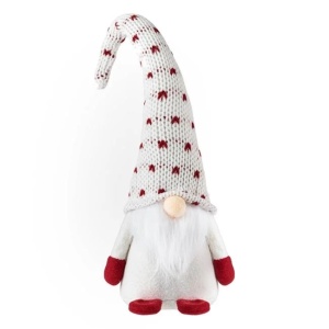 Figurina decorativa de Craciun, dimensiune 15x8.5x43 cm, Gnome cu caciula alba