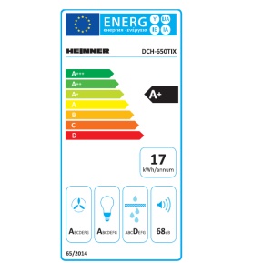 Hota incorporabila decorativa Heinner DCH-650TIX, Putere absorbtie 623.9 m3/h, Control touch, Timer, Iluminare LED, Clasa B, 60 cm, Inox + Sticla neagra - Img 5