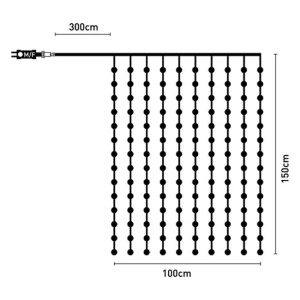 Instalatie de lumini LED tip perdea cu lumina multicolora, 144 becuri, dimensiune 150x100 cm, programmabila, model Globulete - Img 6