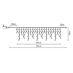 Instalatie de lumini LED tip perdea, lumina calda, 200 becuri, dimensiune 700x40 cm, extensibila, IP44 - Img 3