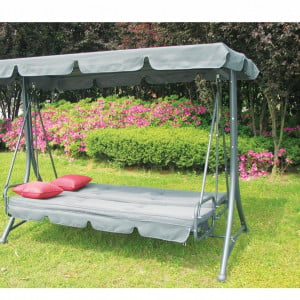 Leagan/balansoar cu spatar rabatabil Heinner, 3 locuri, 238x122x180cm, gri - Img 4