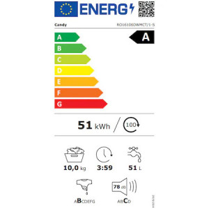 Masina de spalat rufe Candy Smart RO16106DWMCT/1-S Smart Pro, 10kg, 1600,clasa energetica A, 5 Digit, WiFi+BT, Steam, White - Img 3