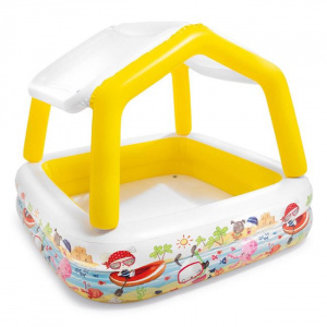 Piscina gonflabila cu parasolar detasabil, dimensiune 157 x 157 x 122 cm, capacitate 295 l , Multicolor - Img 2