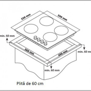 Plita incorporabila Heinner HBH-S584WI-IX, Gaz, 4 Arzatoare, Aprindere electrica, Gratar fonta, WOK, Inox - Img 2