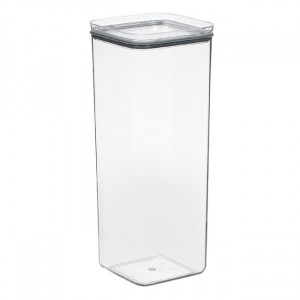 Recipient din plastic cu capac pentru alimente, capacitate 2 L, dimensiune 10.5x10.5x27 cm