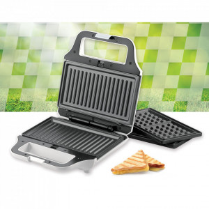 Sandwich maker Heinner SM-2H700WH, 700 W, 2 placi detasabile antiadezive, Alb - Img 3