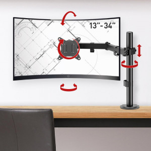 Suport de birou Barkan M121T pentru monitor cu diagonala: 13”-34”, suporta pana la 8kg - Img 2