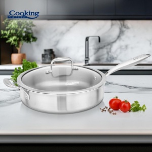 Tigaie adanca din inox cu capac, 3 straturi, dimensiune 28x7.5 cm, Heinner HR-MRK-3A28 - Img 3