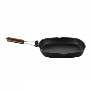 Tigaie grill din fier cu maner pliabil, dimensiune 28 x 28 cm - Img 2