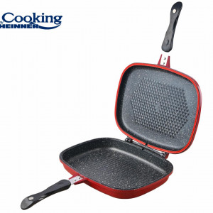 Tigaie grill dubla din aluminiu, 32x24x7.5 cm, EASY COOK RED - Img 7