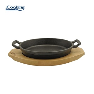 Tigaie servire din fonta pura, suport din lemn, diametru 20 cm, baza inductie, Heinner ZVC-T20 - Img 4