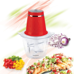 Tocator Heinner HMC-300RD, 300W, 2 cutite inox, bol sticla 1.2 L, 2 Viteze, Rosu - Img 3