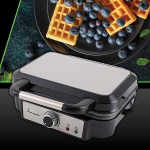 Aparat de facut gofre/vafe Fram FAG-M1000BKSS, 1000W, capacitate 2 gofre, placi fixe cu invelis antiaderent, negru/gri - Img 2