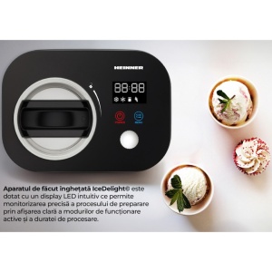 Aparat de facut inghetata Heinner IceDelight HICM-DW14BK, 100 W, Capacitate: 1 l, Control tactil si buton rotativ, Compresor incorporat - Img 8