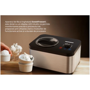Aparat de facut inghetata Heinner SweetFreeze HICM-DW154SSBK, 120 W, Capacitate: 1.5 l, Functii: inghetata, iaurt, mixare, racire, bol inghetata detasabil - Img 5