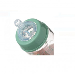 Biberon din Sticla cu Tetina din Silicon, Verde Menta, 150ml, Ursulet Kikka Boo - Img 2