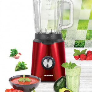 Blender de masa Heinner HBL-1000RED, 3 viteze + Pulse, 1000 W, bol din sticla, 1.5 L, 6 lame inox - Img 2