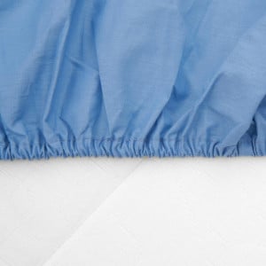 Cearsaf de pat cu elastic, dimensiune 90x200 cm, bumbac 100%, Albastru, Heinner HR-SHEET90-BLU