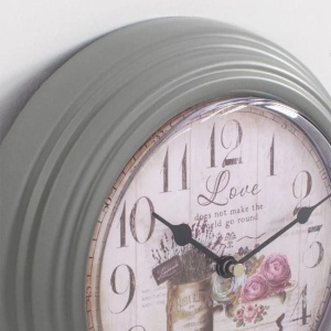 Ceas decorativ de perete, diametru 20 cm, model Vintage cu flori - Img 2