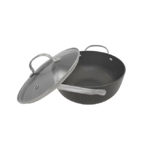Cratita fonta usoara tip fagure cu capac, manere inox, dimensiune 20x8.5 cm, 2 l, baza inductie, OTI - Img 4