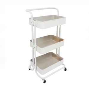 Etajera metalica pentru bucatarie, 3 nivele, dimensiune 44x36x82 cm, Alba - Img 2