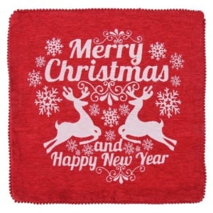 Fata de perna decorativa de Craciun, dimensiune 45x45 cm, Merry Christmas and Happy New Year