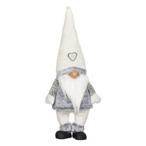 Figurina decorativa de Craciun, dimensiune 27x19x70 cm, Gnome cu pulover gri