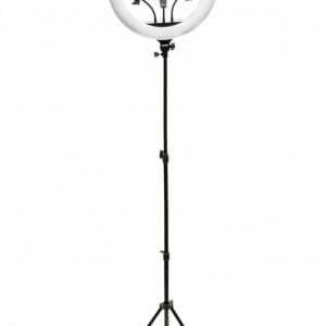 Lampa circulara Ring Light, diametru 18", 3 moduri iluminare, 3 x suport telefon, adaptor priza, trepied reglabil - Img 4