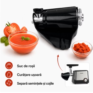 Masina de tocat Heinner DualSteel HMG-2100BKS3, 2100W, 1.8 kg/min, 2 viteze + Reverse, accesoriu rosii, accesorii kibbe si carnati - Img 6